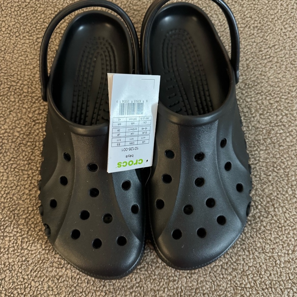 NWT NEW Unisex Baya Crocs Clogs Black Size 11